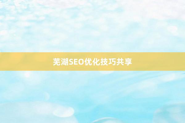 芜湖SEO优化技巧共享